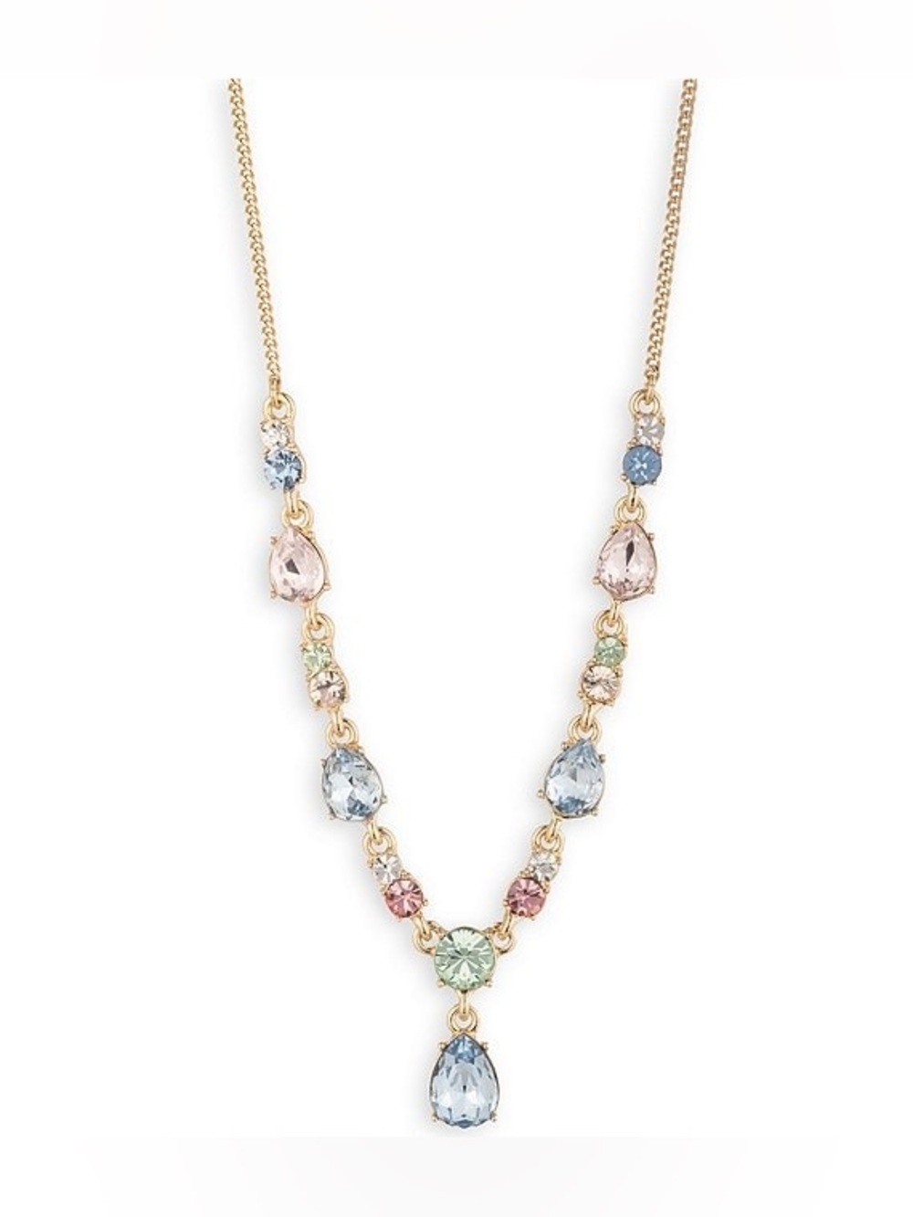 Givenchy Gold Tone Crystal Short Pendant Necklace
